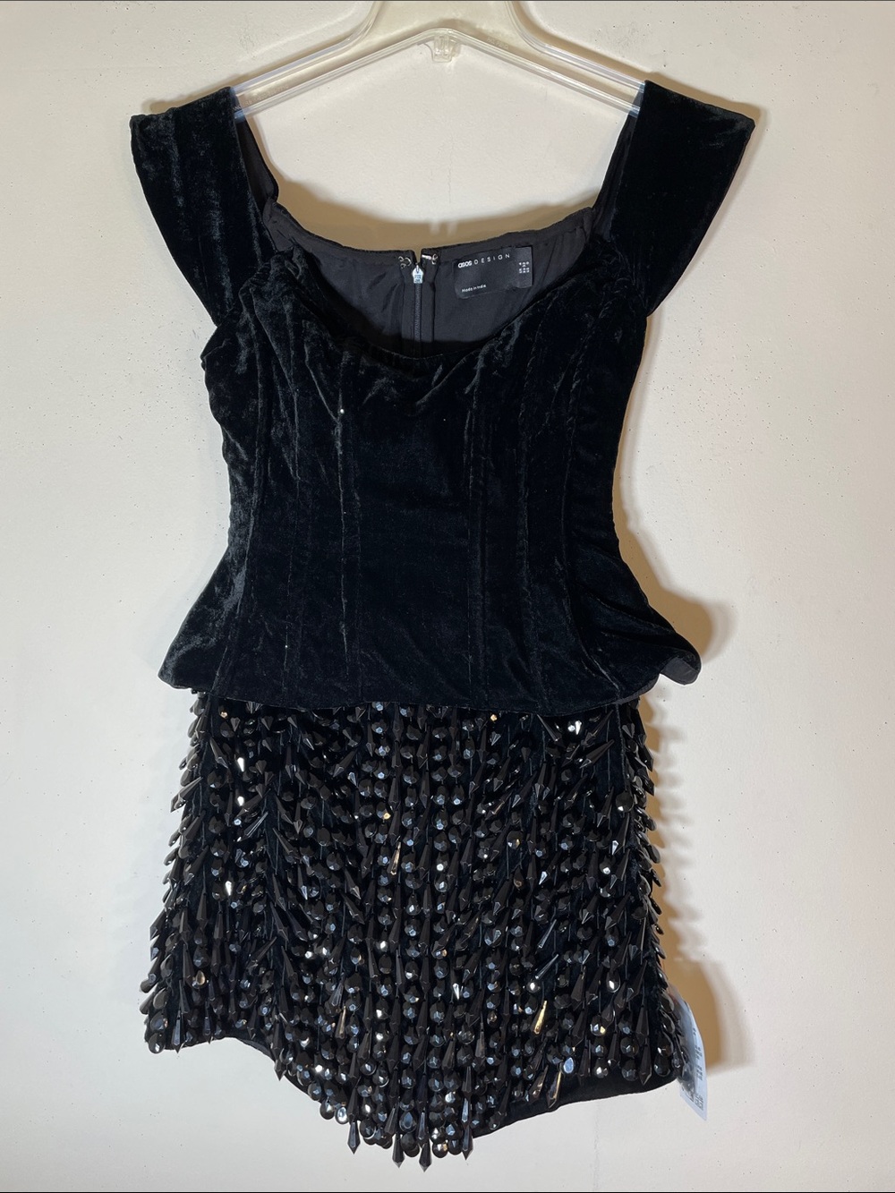 ASOS Black Velvet Sequin Mini Dress